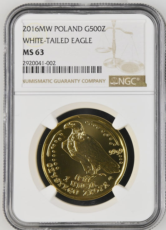 2016MW POLAND G500Z WHITE-TAILED EAGLE NGC MS 63