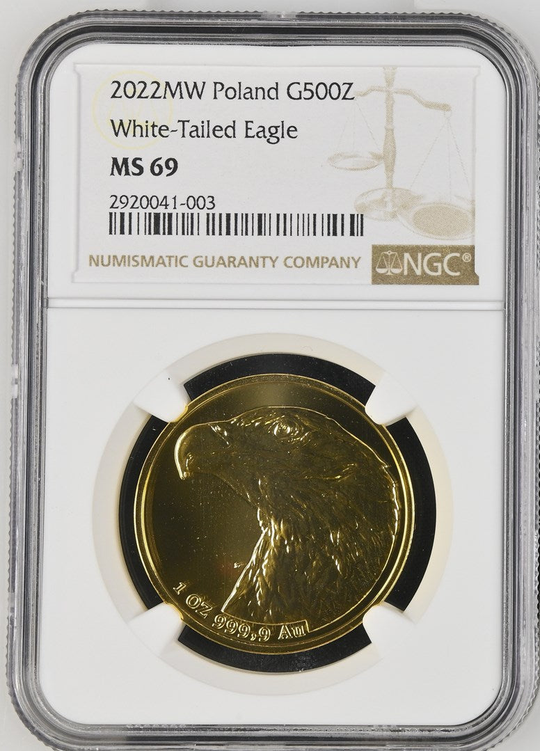 2022MW POLAND G500Z WHITE-TAILED EAGLE NGC MS 69