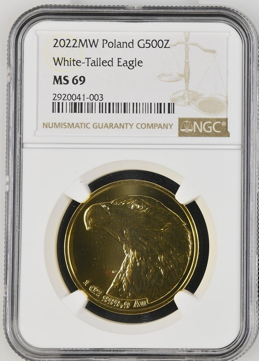2022MW POLAND G500Z WHITE-TAILED EAGLE NGC MS 69