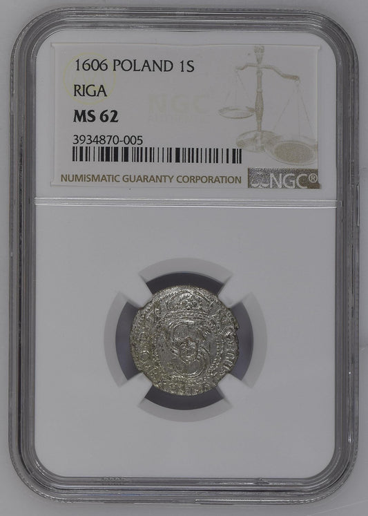 1606 LIVONIA RIGA 1S NGC MS 62 TOP-POP