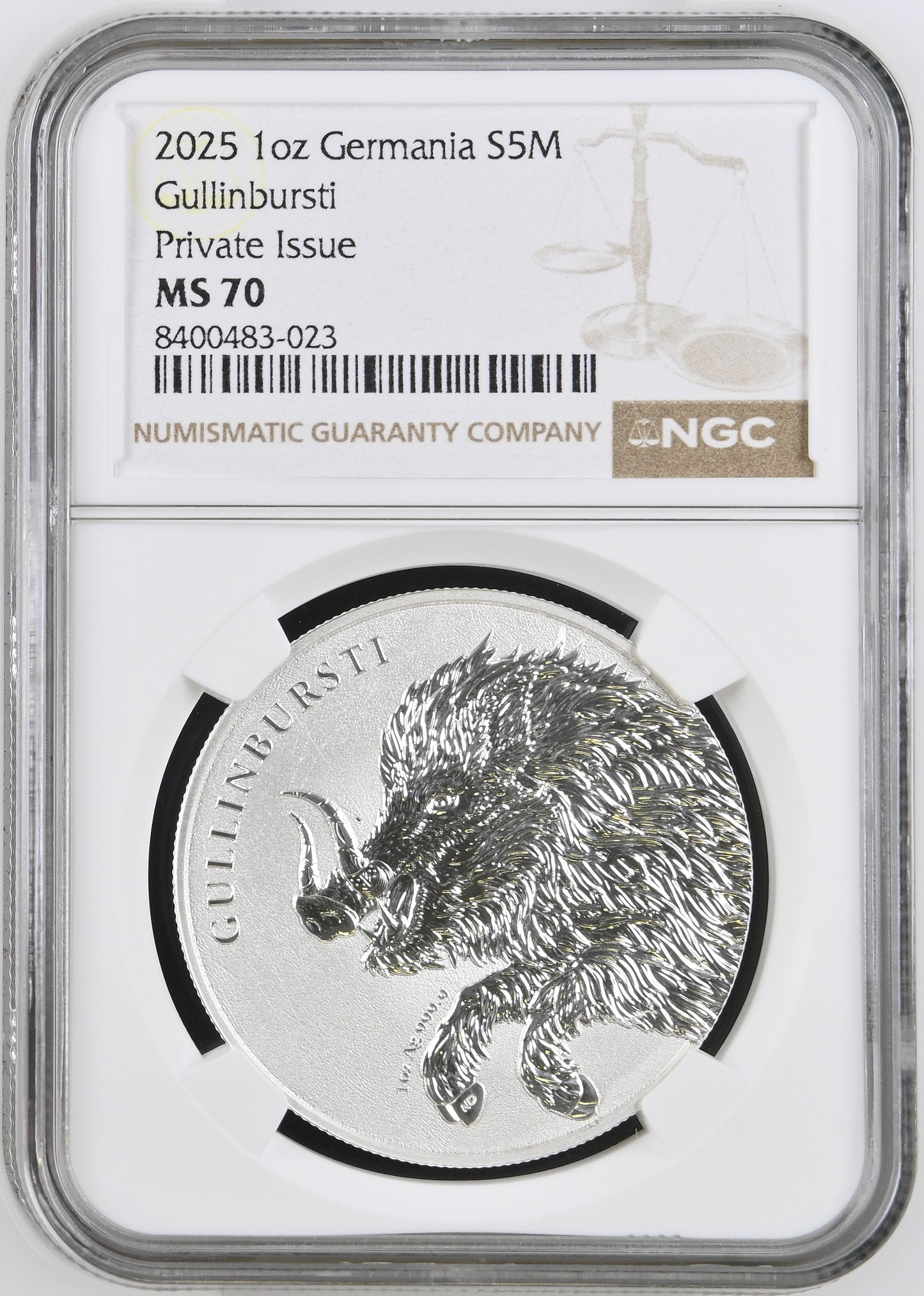 2025 GERMANIA BEASTS: GULLINBURSTI 1 OZ SILVER NGC MS 70
