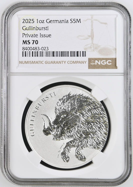 2025 GERMANIA BEASTS: GULLINBURSTI 1 OZ SILVER NGC MS 70