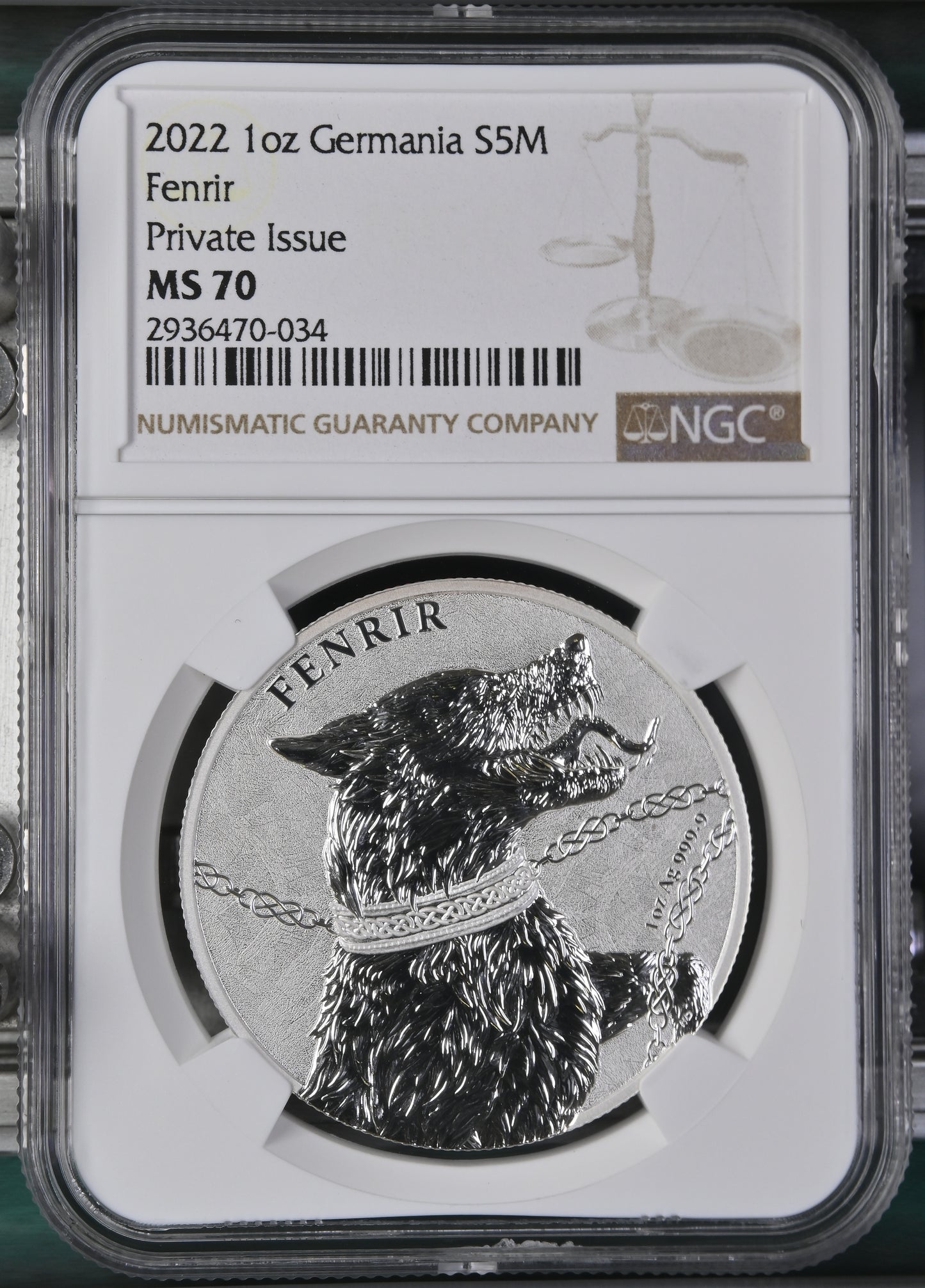 2022 GERMANIA BEASTS - FENRIR 1 OZ SILVER NGC MS 70