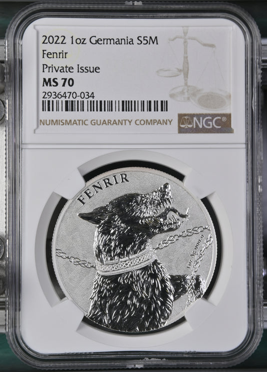 2022 GERMANIA BEASTS - FENRIR 1 OZ SILVER NGC MS 70