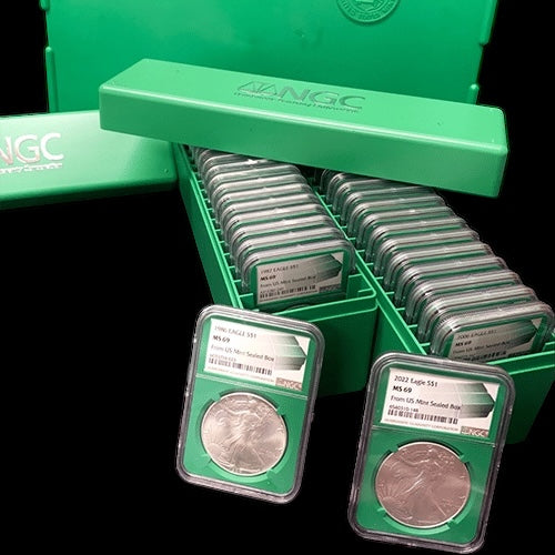 Complete Set 40 Coins From 1986-2024 Eagle $1 MS69 NGC