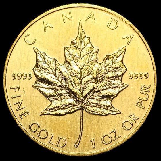 1990 CANADA 1 OZ GOLD MAPLE LEAF BU