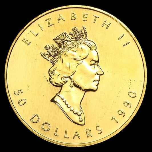 1990 CANADA 1 OZ GOLD MAPLE LEAF BU