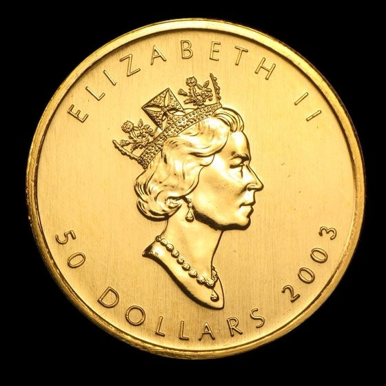 2003 CANADA 1 OZ GOLD MAPLE LEAF BU