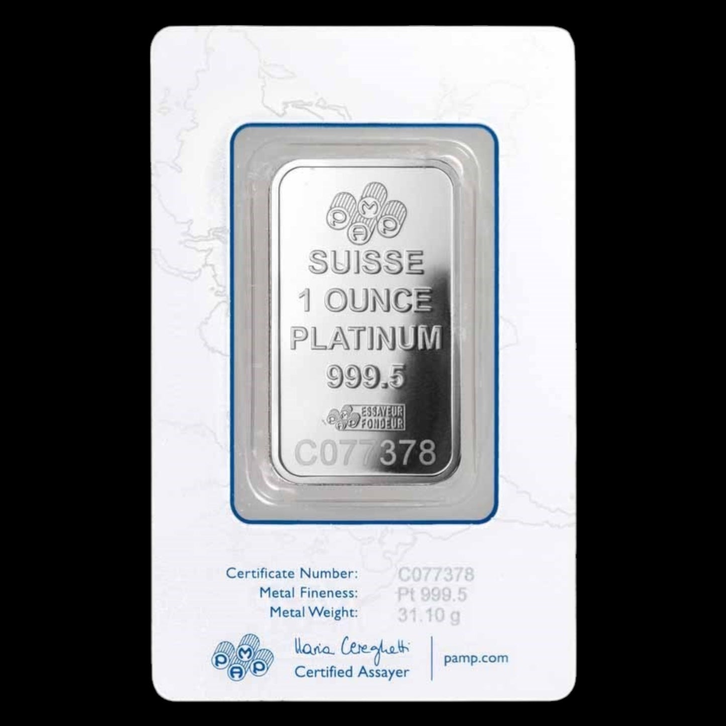 1 OZ PLATINUM BAR - PAMP SUISSE LADY FORTUNA (IN ASSAY)