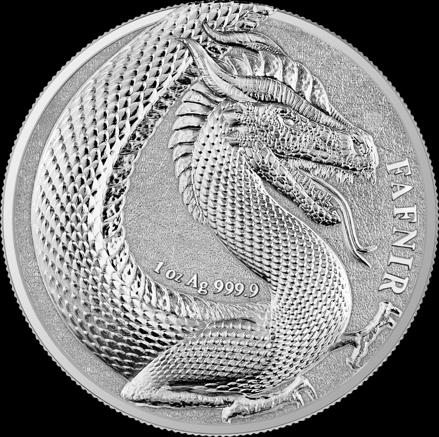 2020 GERMANIA BEASTS - FAFNIR 1 OZ SILVER BU ( TWO COIN SET IN DUAL CAPSULE)