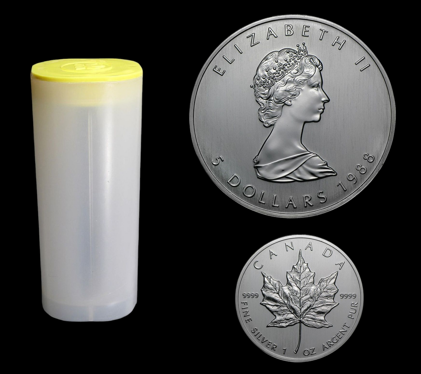 1988 CANADA 1 OZ SILVER MAPLE LEAF (25 COINS IN TUBE)