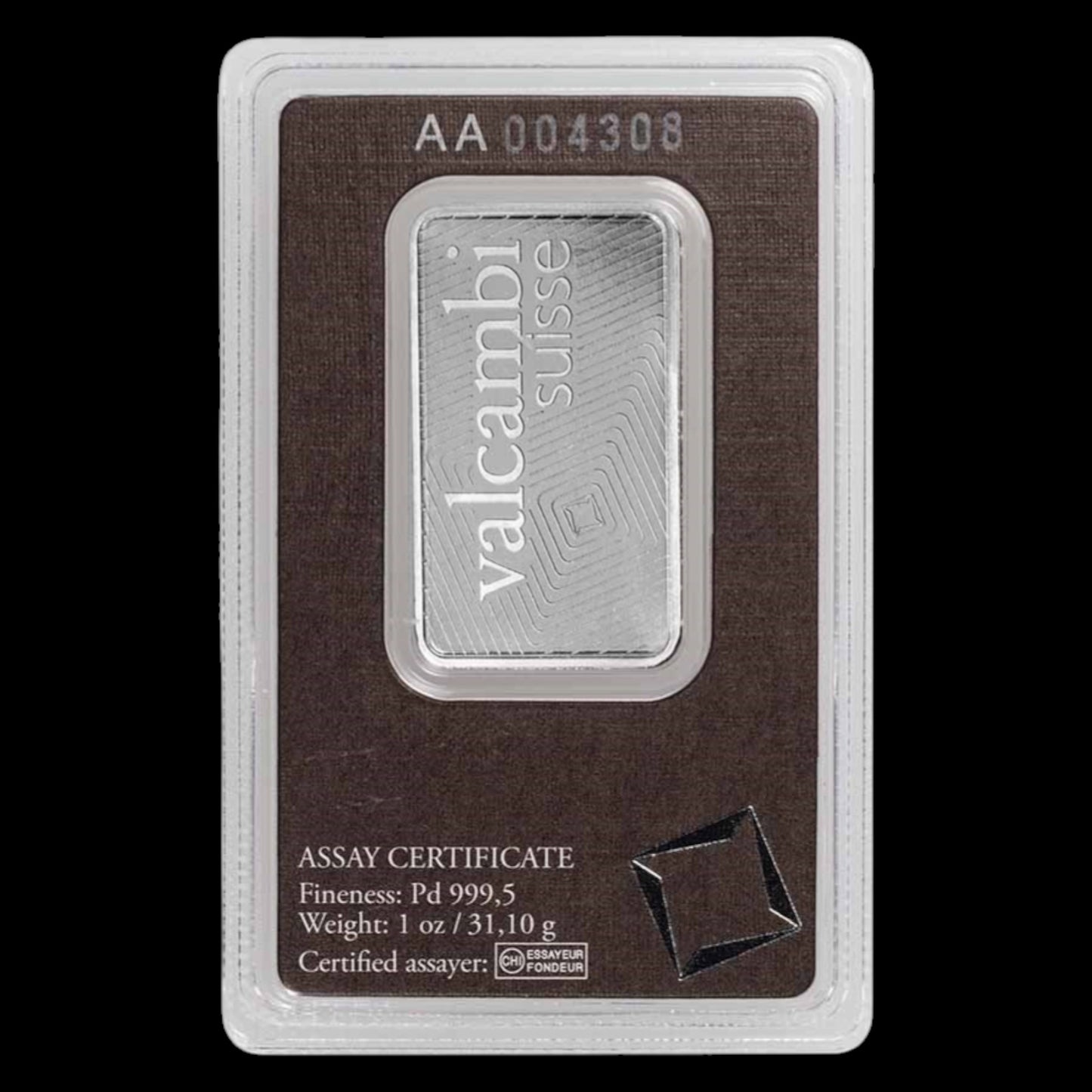 1 OZ PALLADIUM BAR - VALCAMBI SUISEE (IN ASSAY)