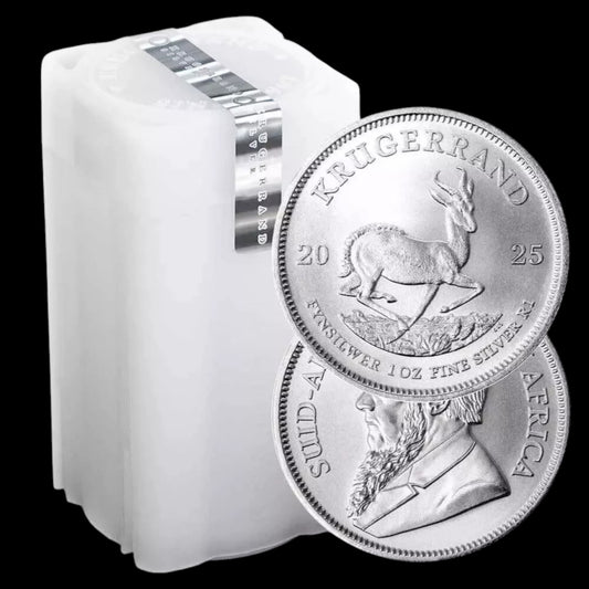2025 SOUTH AFRICA 1 OZ SILVER KRUGERRAND (25 COINS IN TUBE)